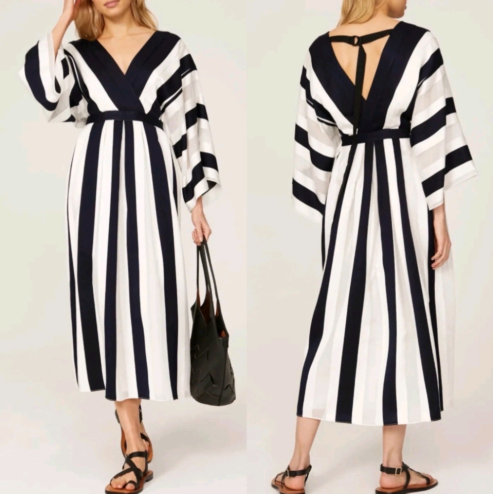 Adam Lippes Black and White Long Sleeve Dress